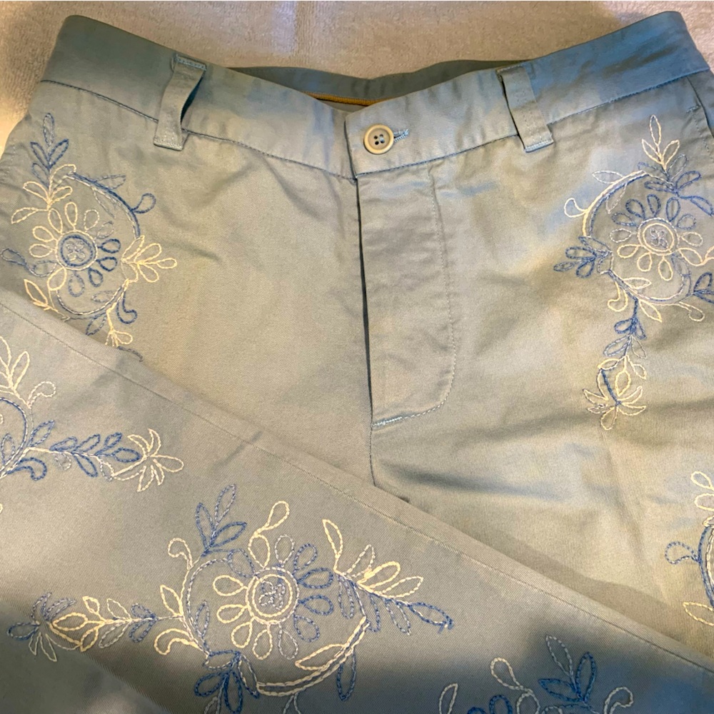 WEBER powder blue embroidered trousers Made in Italy size 32